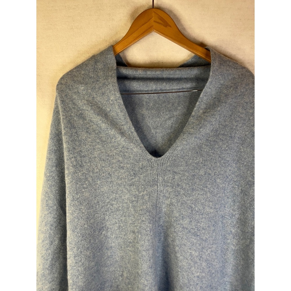 In 2 by In Cashmere 100% cashmere light blue pullover poncho shawl wrap scarf